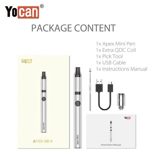 Yocan Apex Mini Variable Voltage Wax Pen Package Contents Yocan USA Wholesale