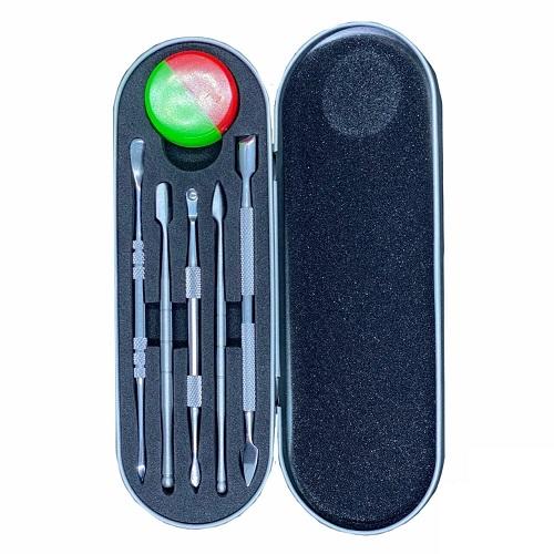 Dab And Wax Metal Tool Kit With Silicone Container
