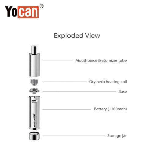 Yocan Evolve D Plus 2020 Version 2 in 1 Dry Herb Pen Exploded View